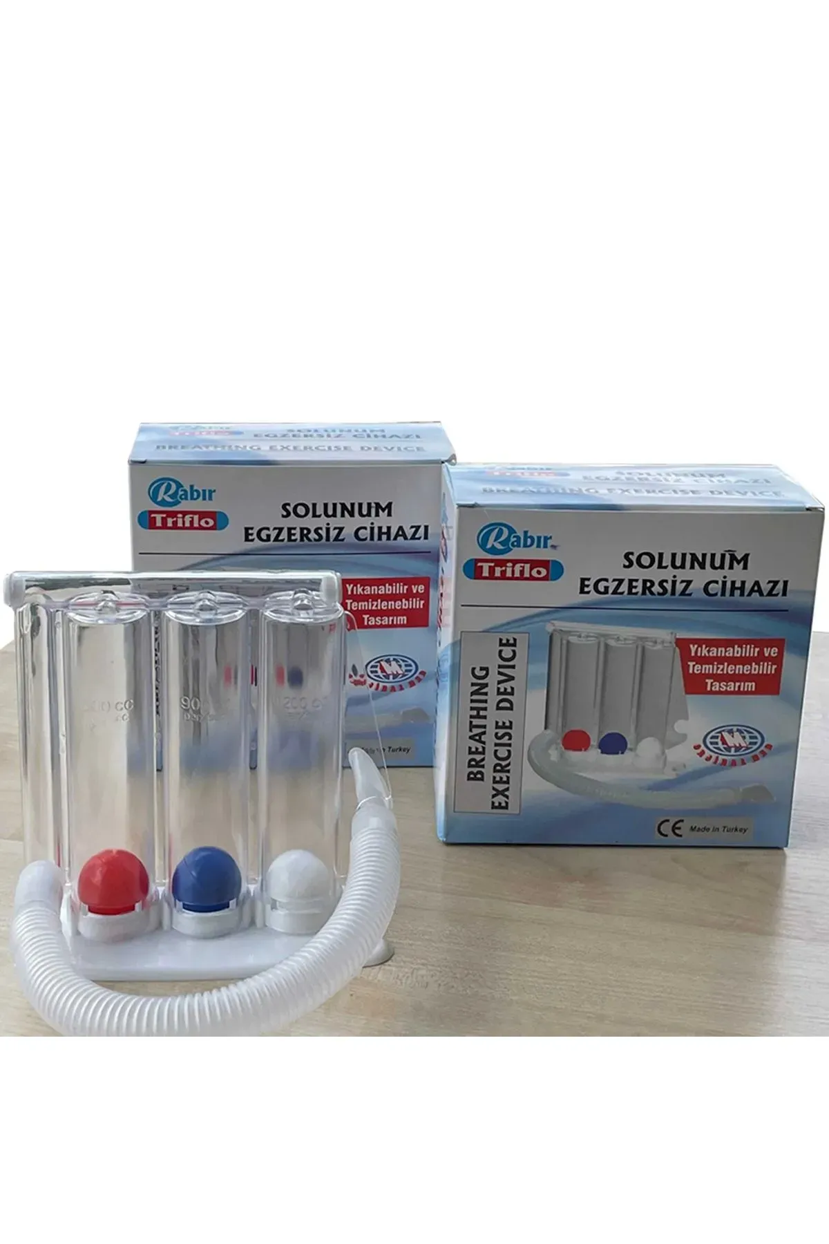 RABIR Triflo Solunum Egzersiz Cihazı 3 Top Üfleme Topu Nefes Egzersizi Kutulu