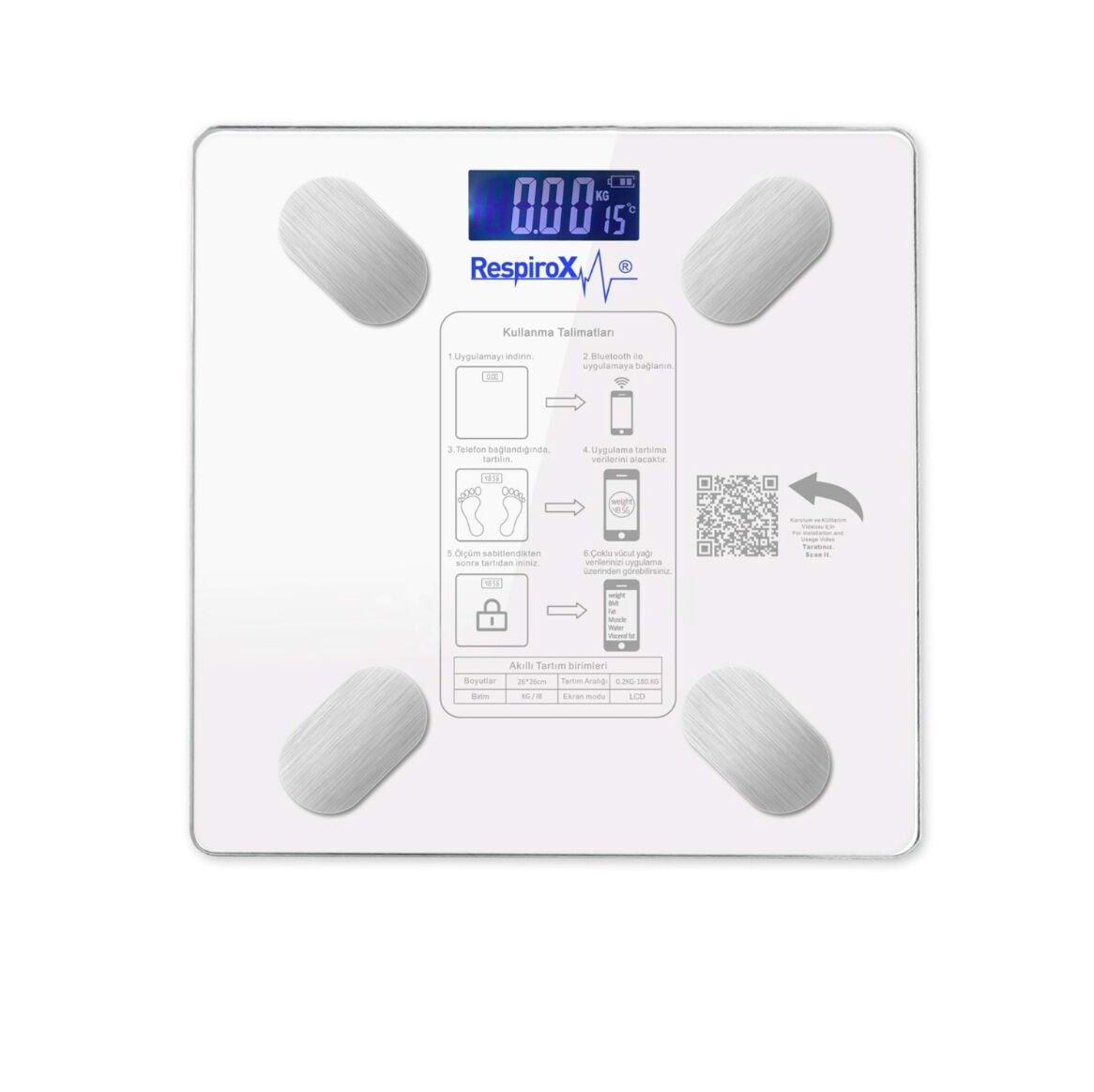 Respirox Bl-2601 Vücut Yağ Analiz Baskülü (Bluetooth Özellikli)